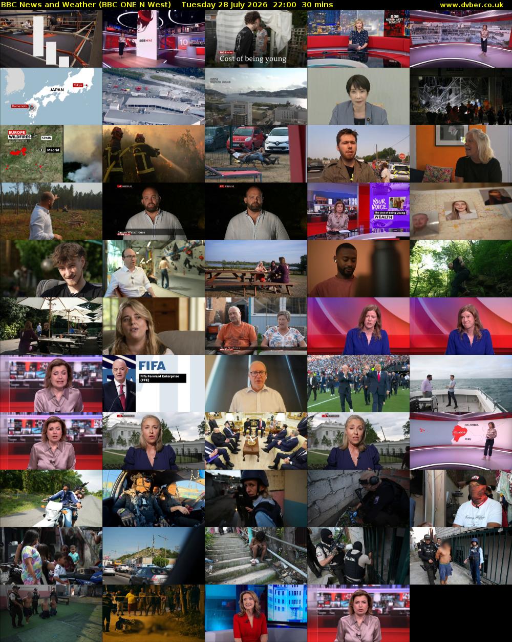 BBC News and Weather (BBC ONE N West) Tuesday 28 July 2026 22:00 - 22:30