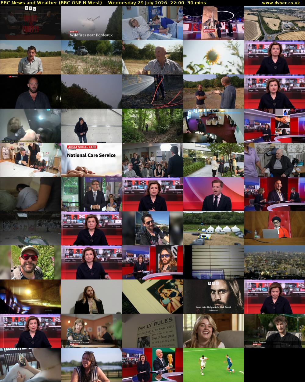 BBC News and Weather (BBC ONE N West) Wednesday 29 July 2026 22:00 - 22:30