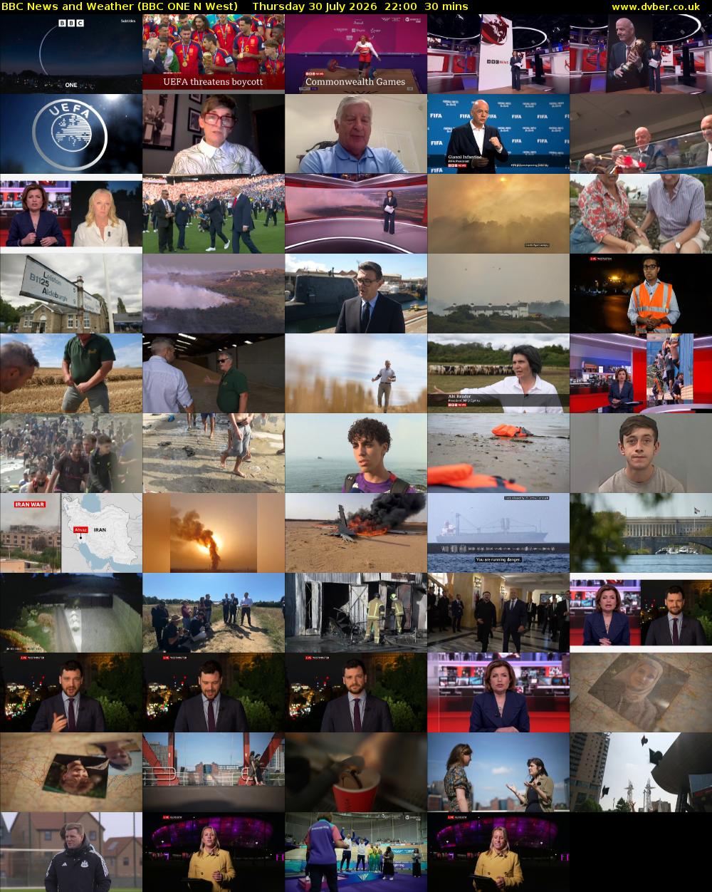 BBC News and Weather (BBC ONE N West) Thursday 30 July 2026 22:00 - 22:30