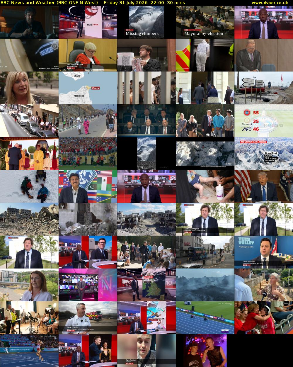 BBC News and Weather (BBC ONE N West) Friday 31 July 2026 22:00 - 22:30