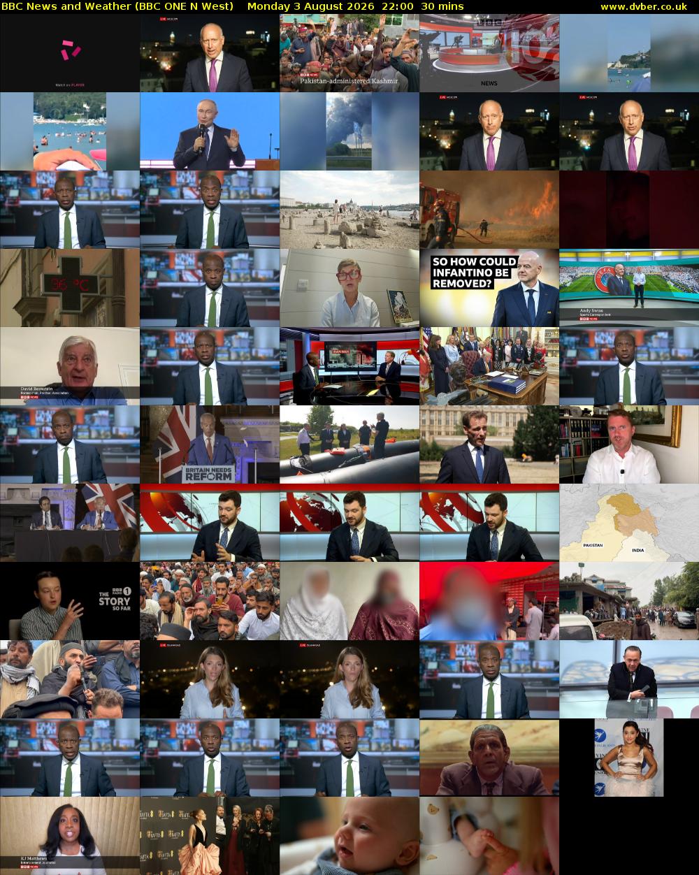 BBC News and Weather (BBC ONE N West) Monday 3 August 2026 22:00 - 22:30