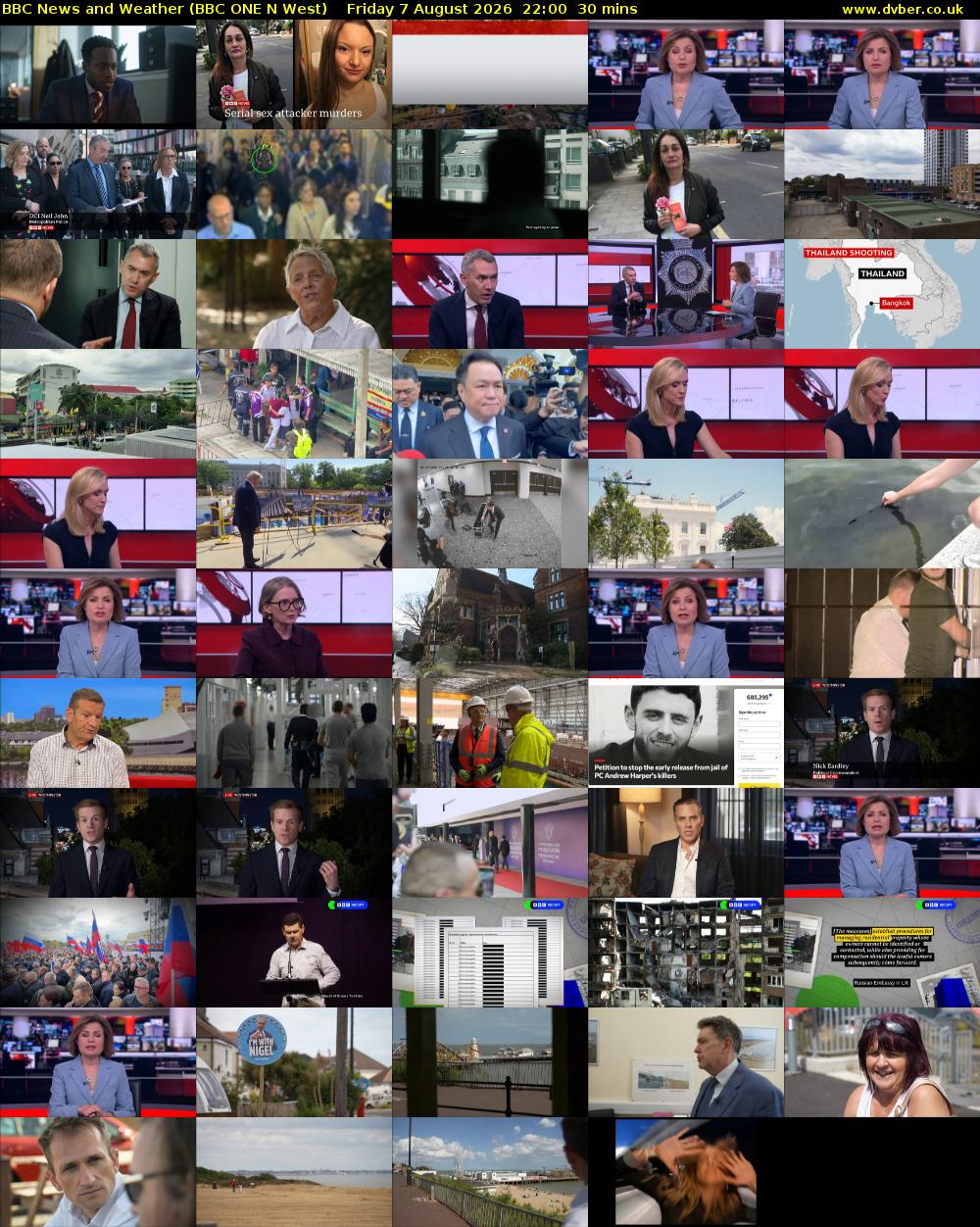 BBC News and Weather (BBC ONE N West) Friday 7 August 2026 22:00 - 22:30