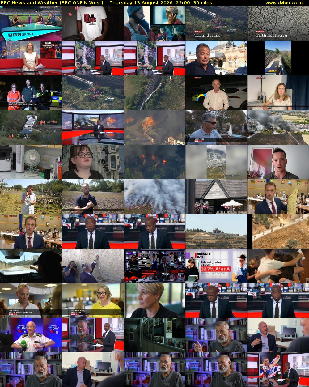 BBC News and Weather (BBC ONE N West) Thursday 13 August 2026 22:00 - 22:30