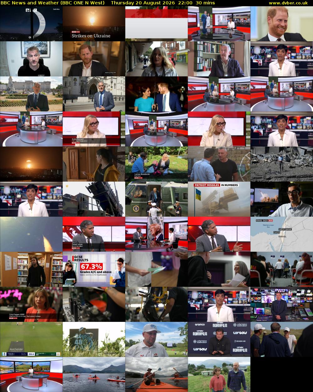 BBC News and Weather (BBC ONE N West) Thursday 20 August 2026 22:00 - 22:30