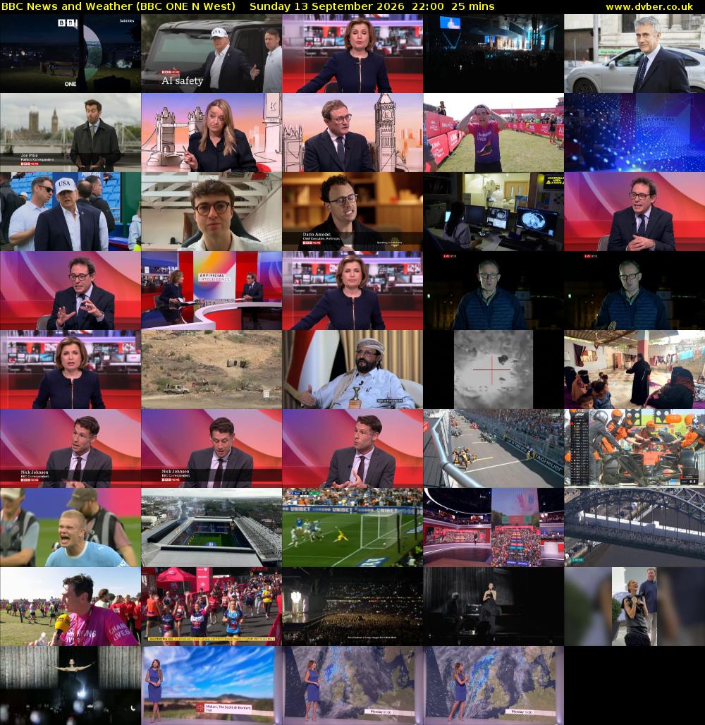 BBC News and Weather (BBC ONE N West) Sunday 13 September 2026 22:00 - 22:25