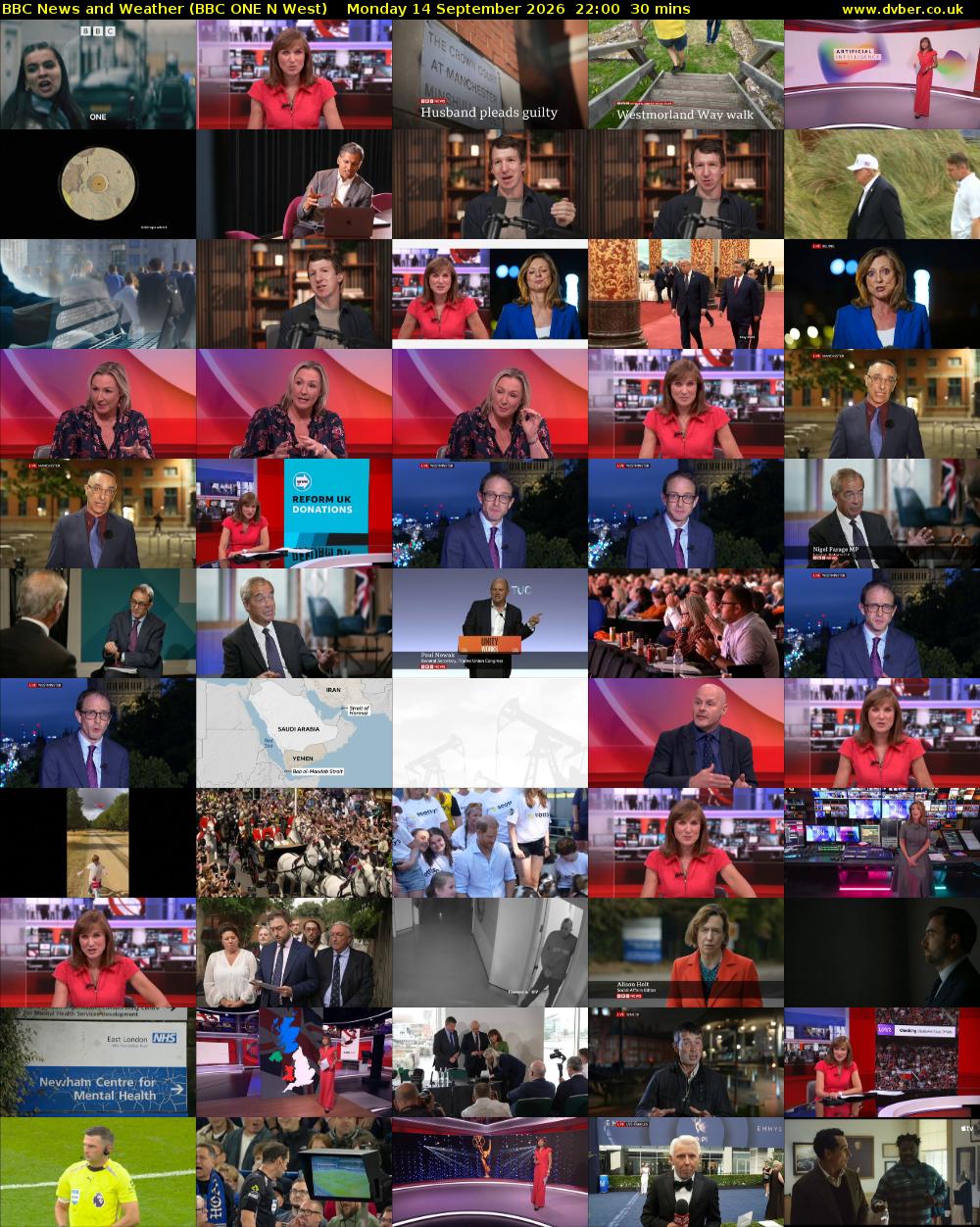 BBC News and Weather (BBC ONE N West) Monday 14 September 2026 22:00 - 22:30
