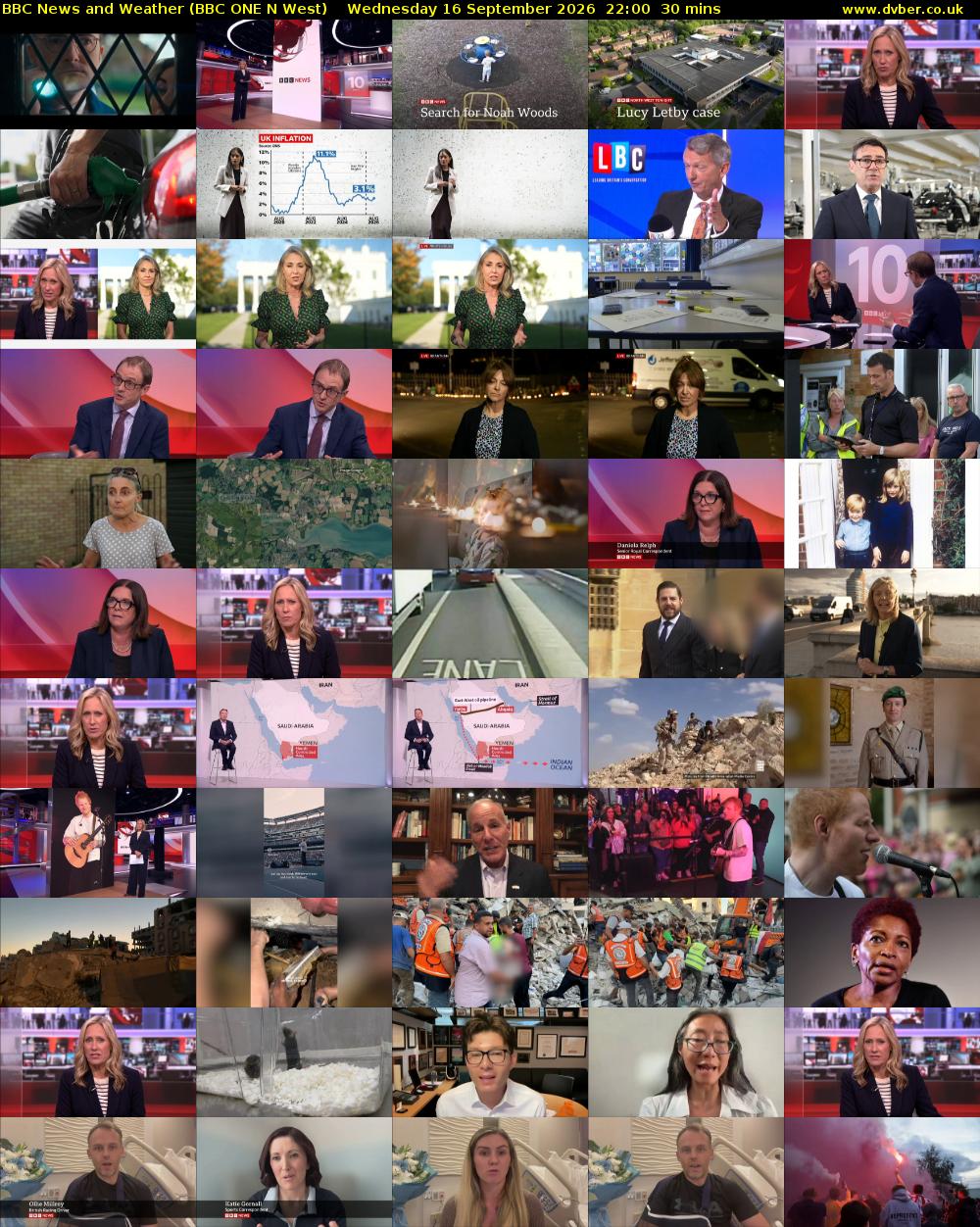 BBC News and Weather (BBC ONE N West) Wednesday 16 September 2026 22:00 - 22:30