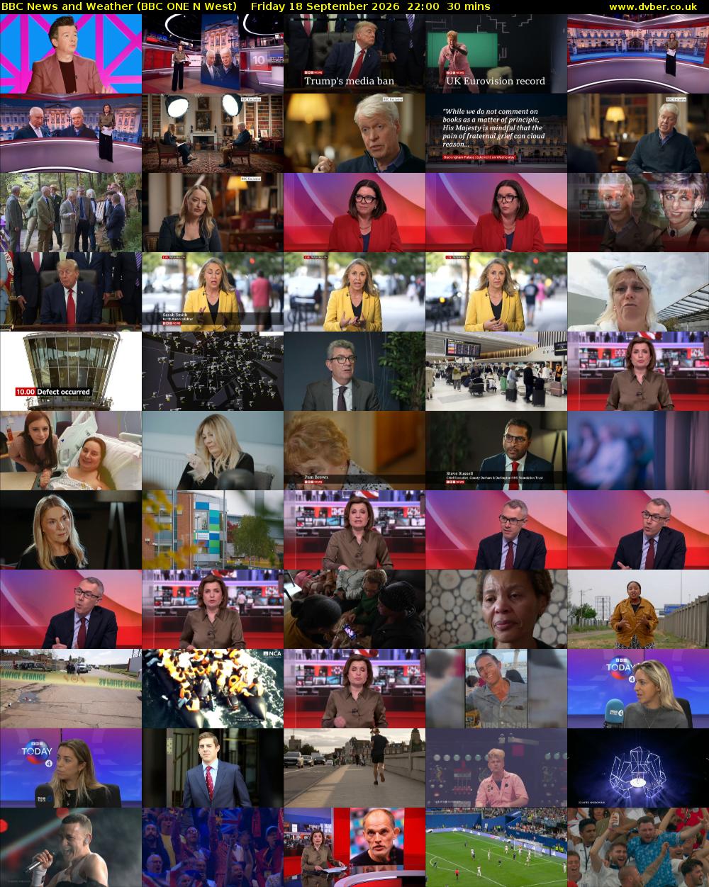 BBC News and Weather (BBC ONE N West) Friday 18 September 2026 22:00 - 22:30