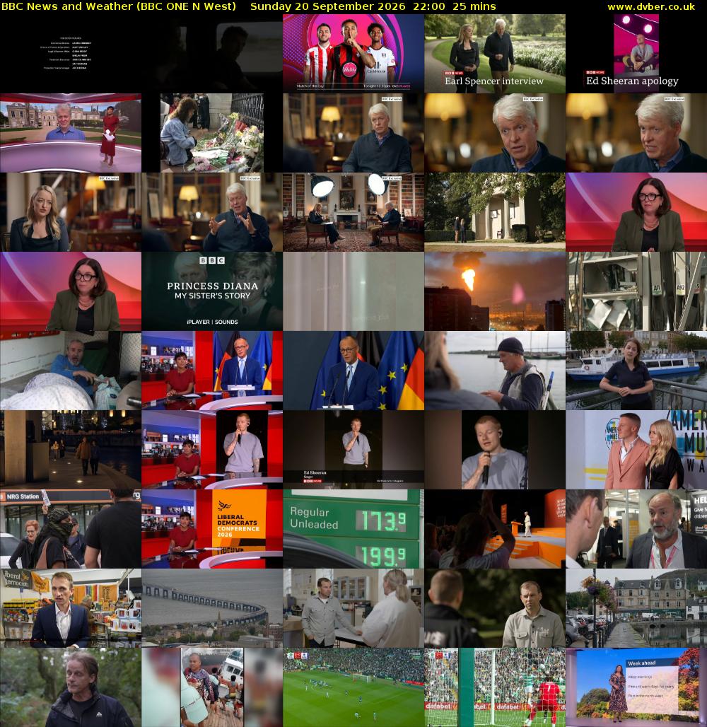 BBC News and Weather (BBC ONE N West) Sunday 20 September 2026 22:00 - 22:25