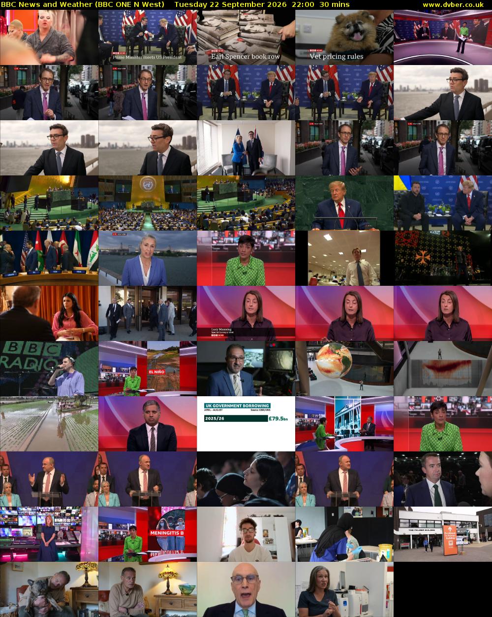 BBC News and Weather (BBC ONE N West) Tuesday 22 September 2026 22:00 - 22:30