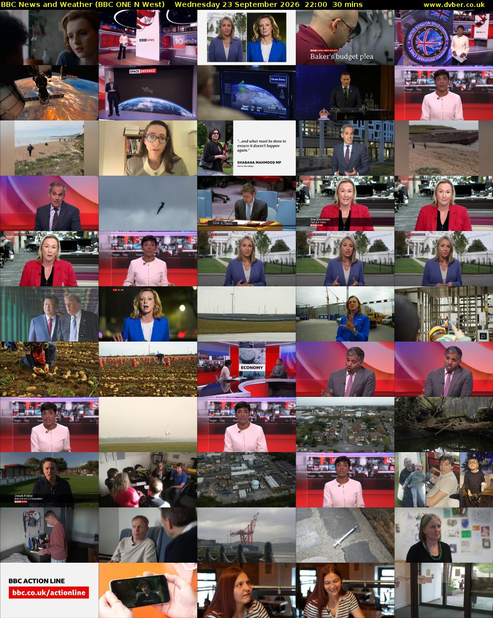 BBC News and Weather (BBC ONE N West) Wednesday 23 September 2026 22:00 - 22:30