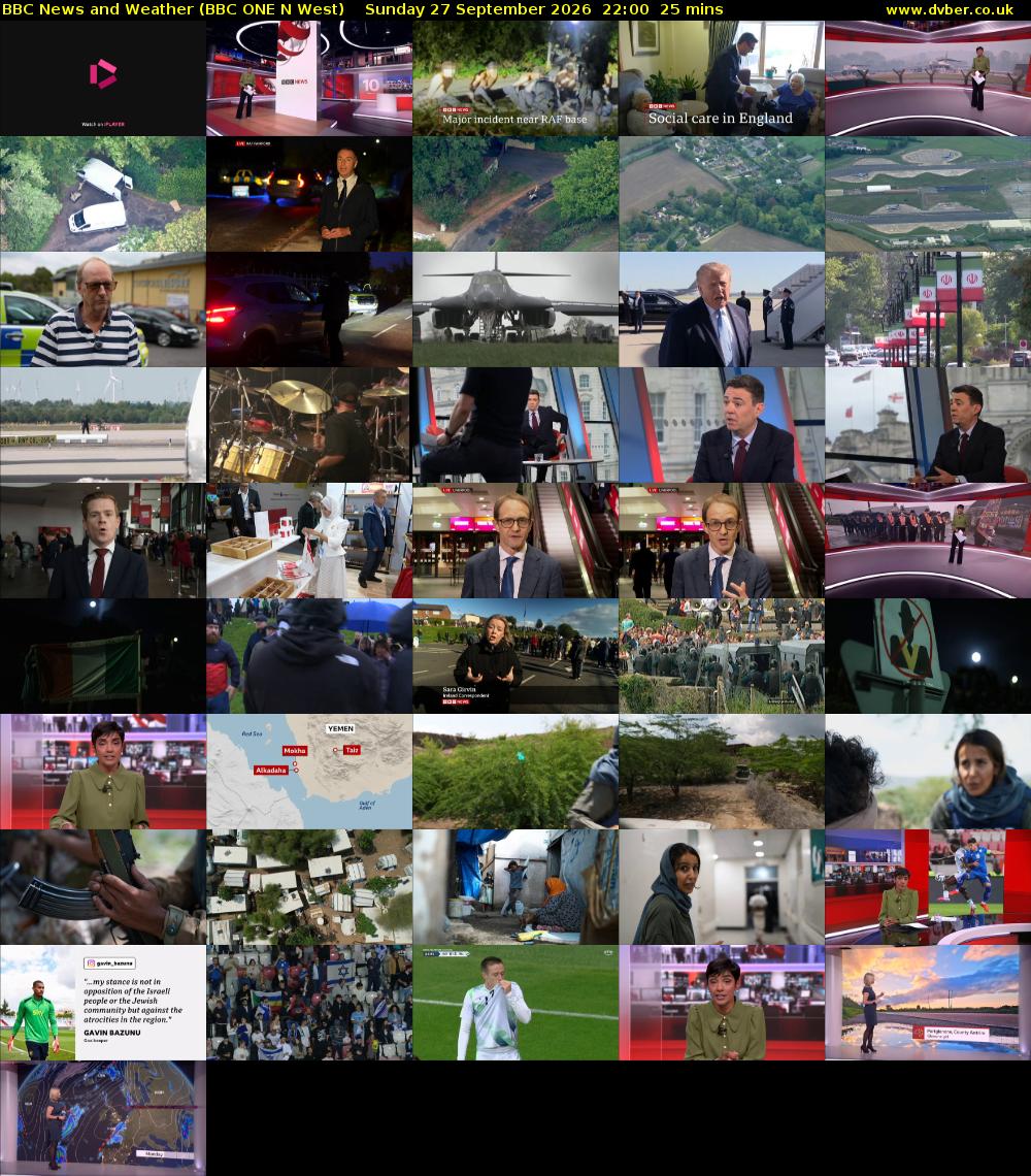BBC News and Weather (BBC ONE N West) Sunday 27 September 2026 22:00 - 22:25