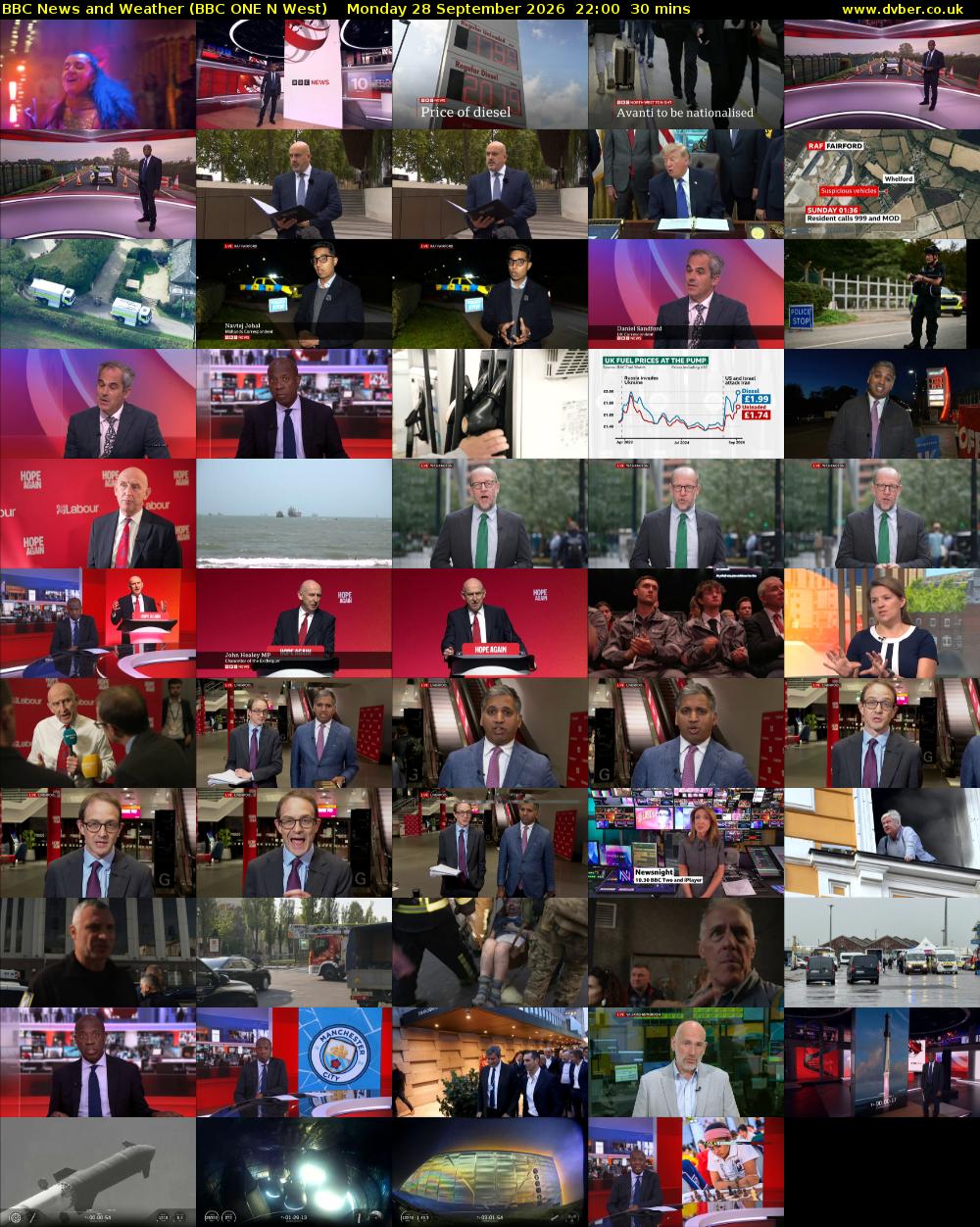 BBC News and Weather (BBC ONE N West) Monday 28 September 2026 22:00 - 22:30