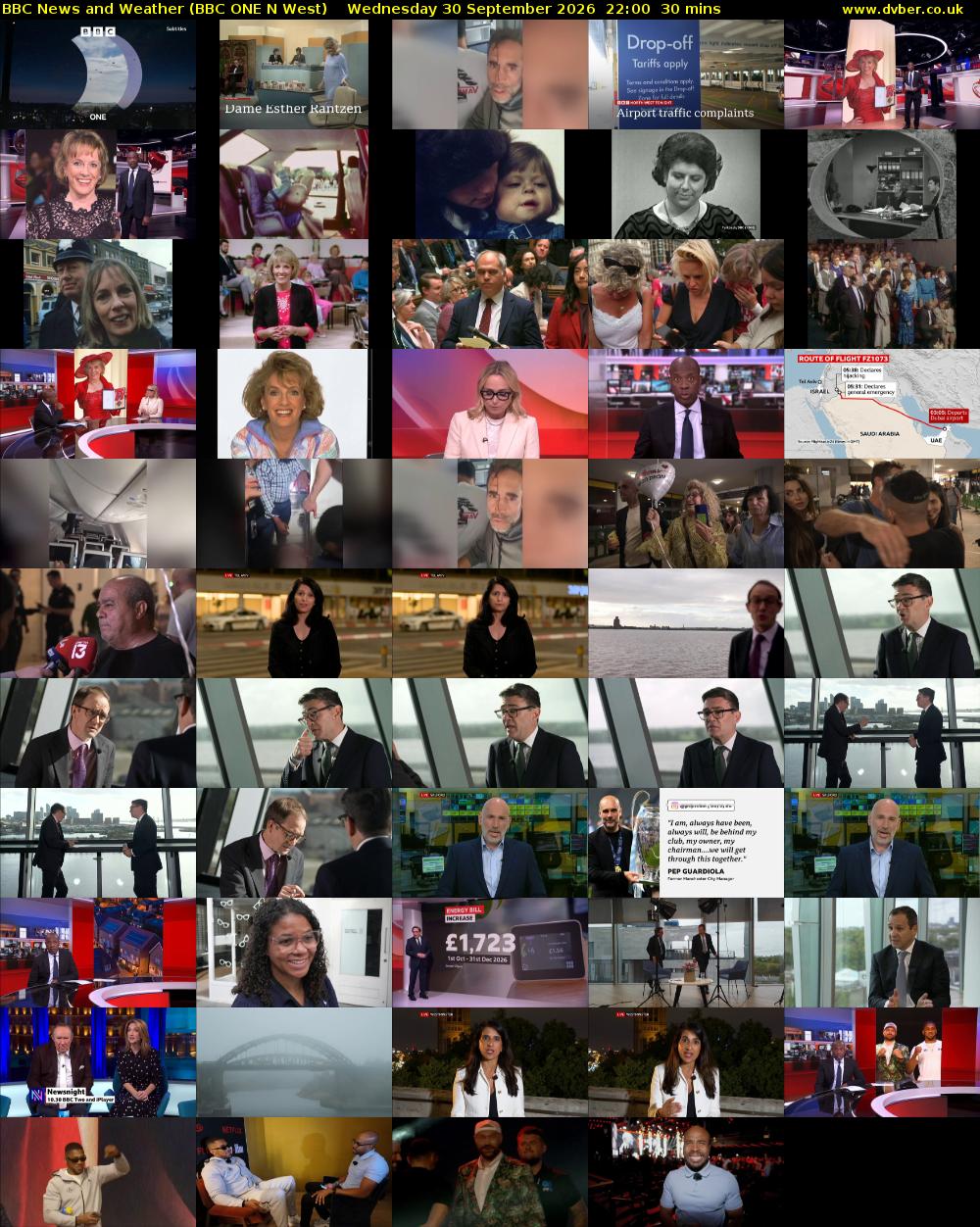 BBC News and Weather (BBC ONE N West) Wednesday 30 September 2026 22:00 - 22:30