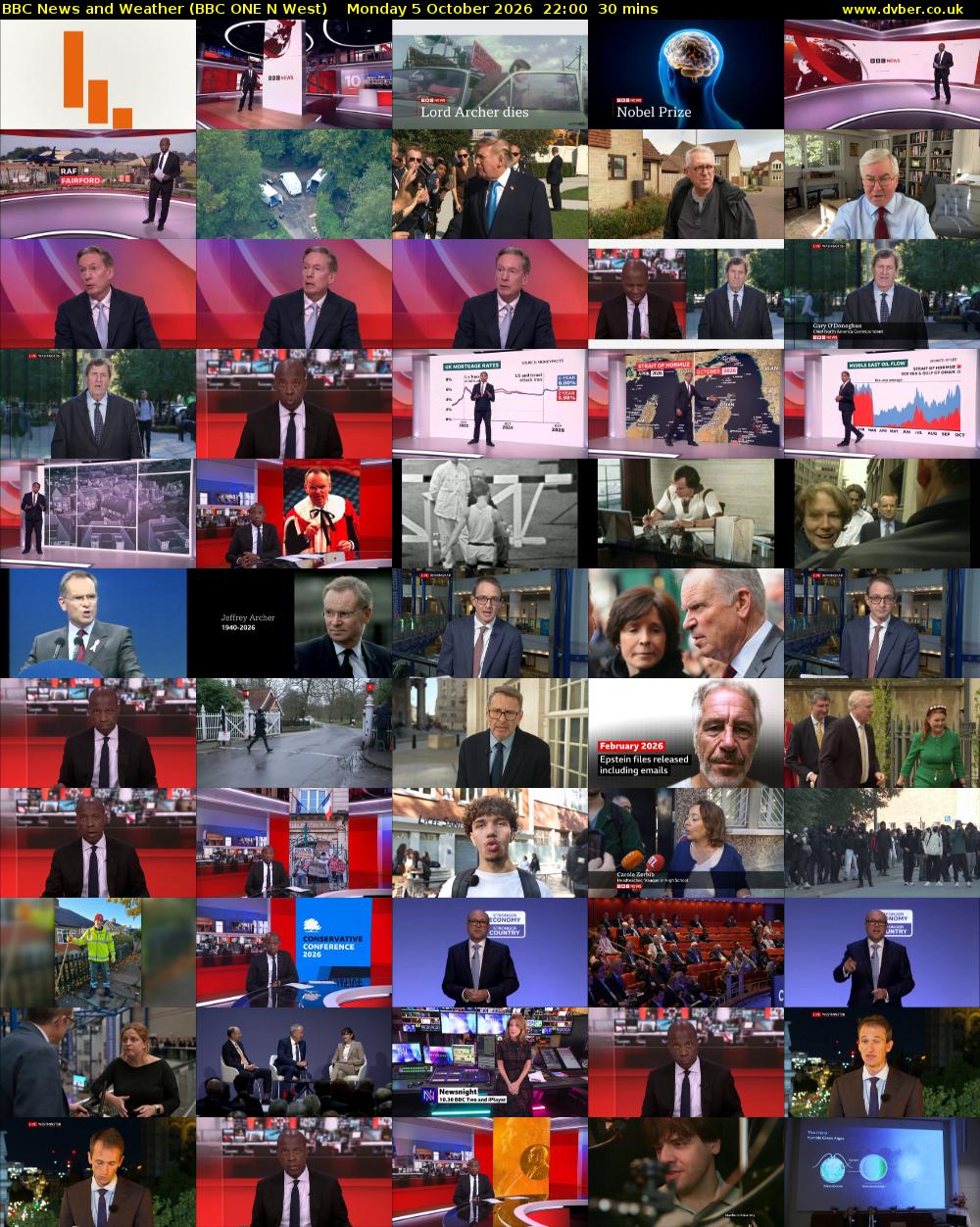 BBC News and Weather (BBC ONE N West) Monday 5 October 2026 22:00 - 22:30