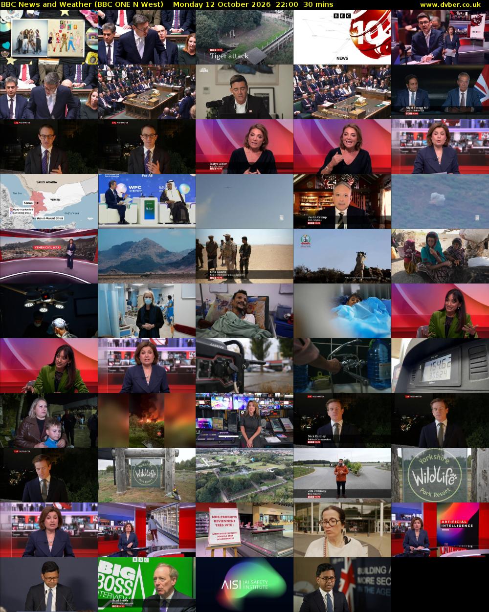 BBC News and Weather (BBC ONE N West) Monday 12 October 2026 22:00 - 22:30