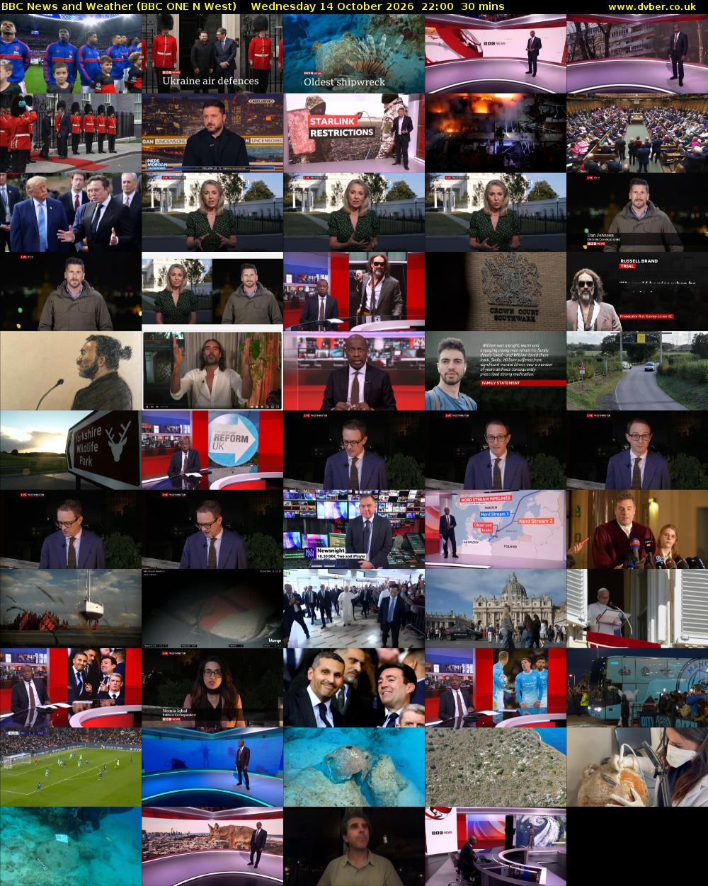 BBC News and Weather (BBC ONE N West) Wednesday 14 October 2026 22:00 - 22:30