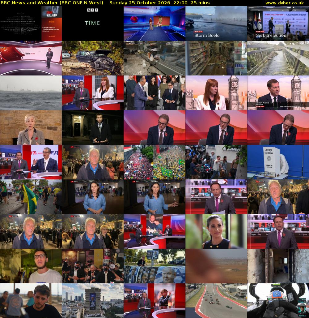 BBC News and Weather (BBC ONE N West) Sunday 25 October 2026 22:00 - 22:25