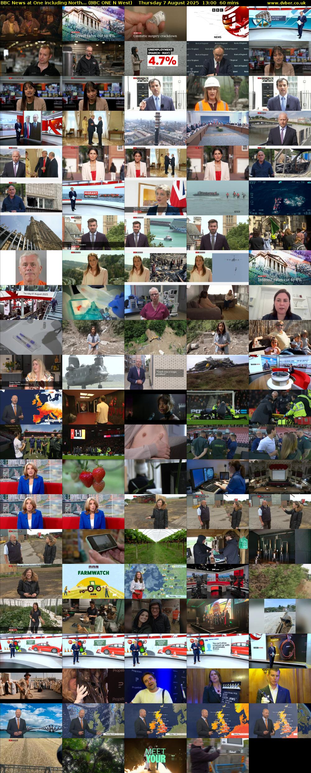 BBC News at One including North... (BBC ONE N West) Thursday 7 August 2025 13:00 - 14:00