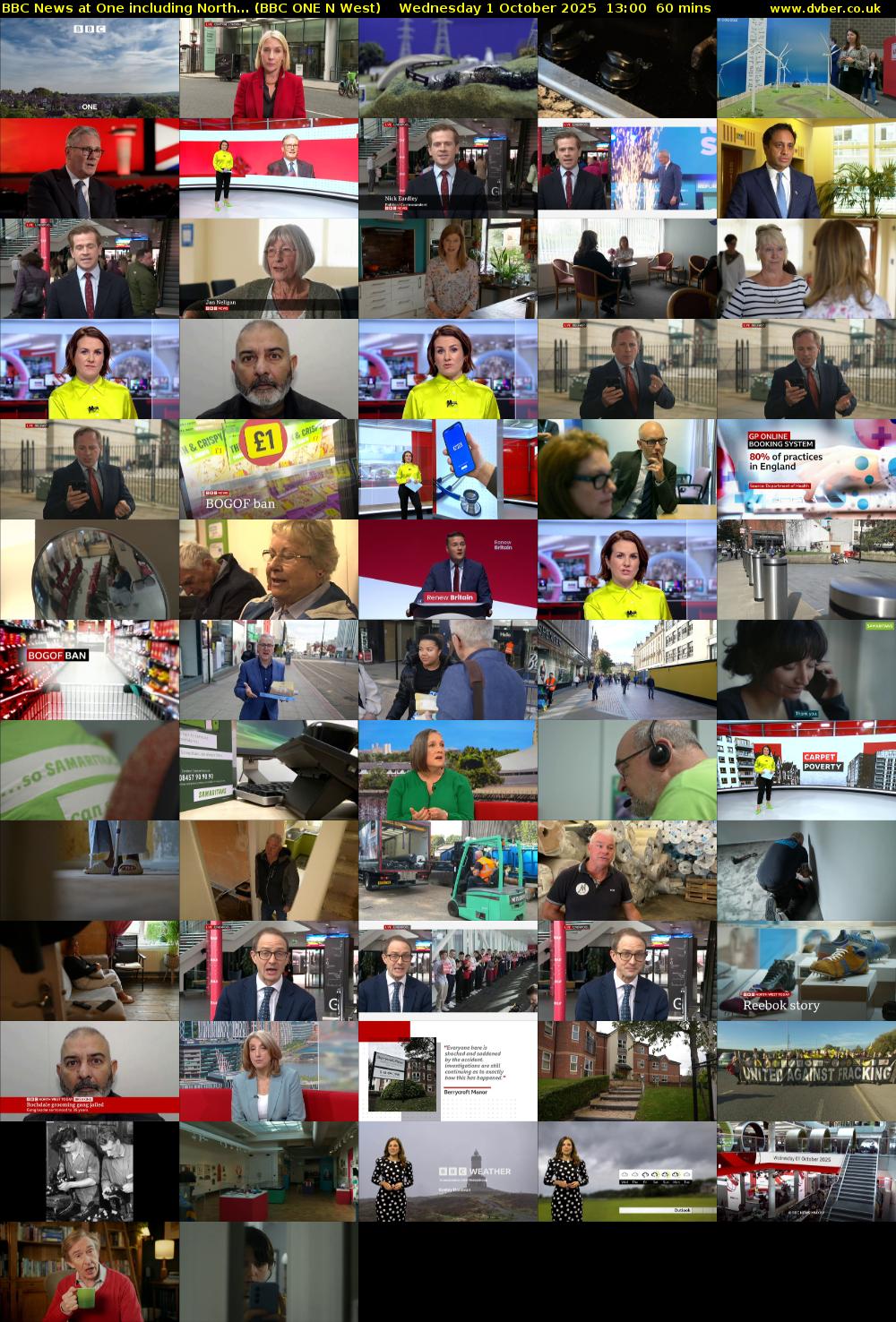 BBC News at One including North... (BBC ONE N West) Wednesday 1 October 2025 13:00 - 14:00