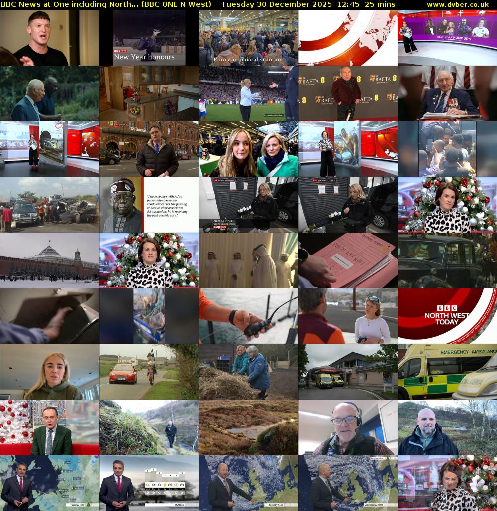 BBC News at One including North... (BBC ONE N West) Tuesday 30 December 2025 12:45 - 13:10