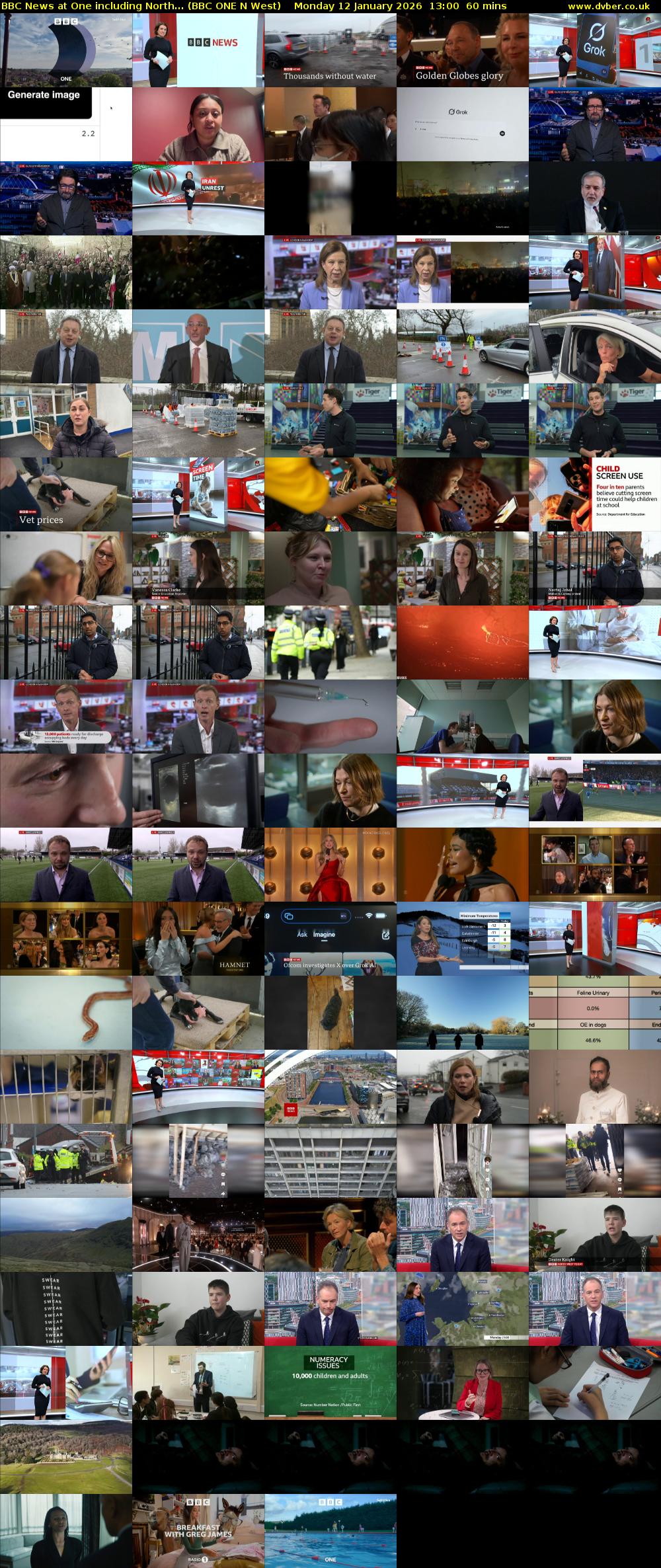 BBC News at One including North... (BBC ONE N West) Monday 12 January 2026 13:00 - 14:00