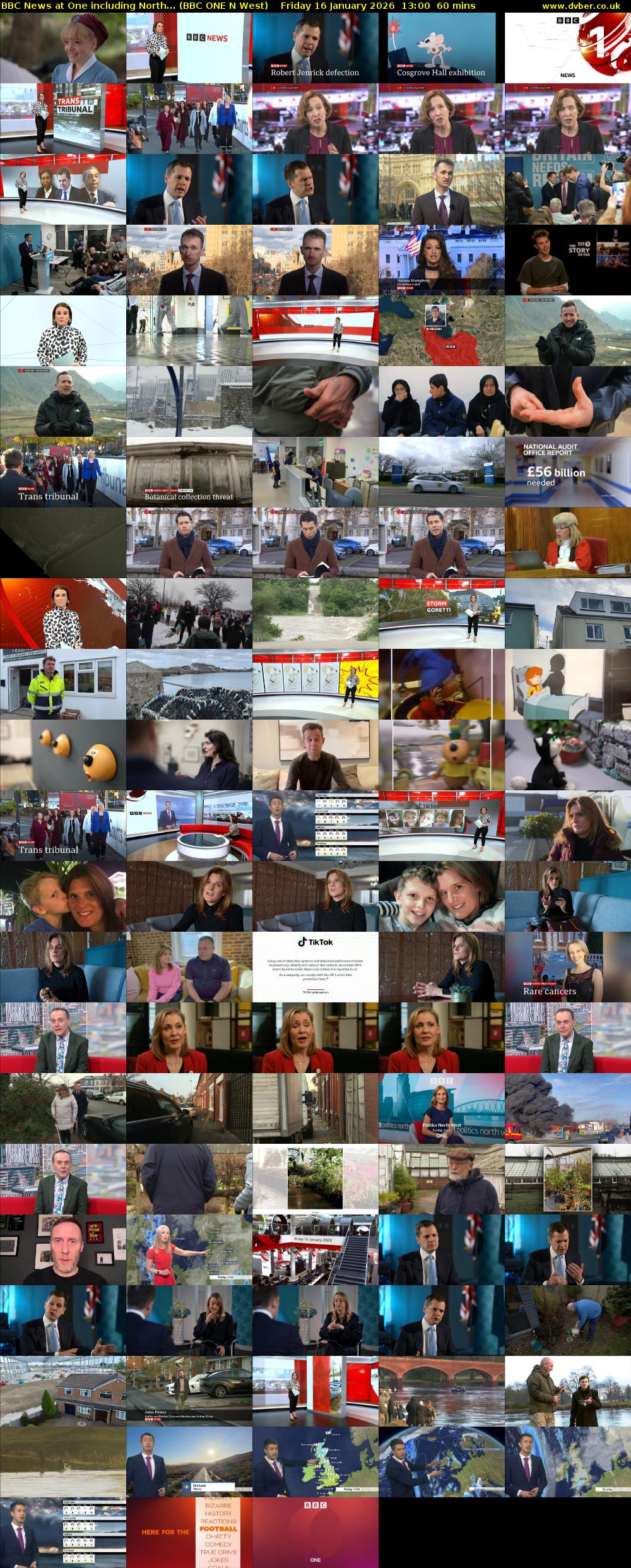 BBC News at One including North... (BBC ONE N West) Friday 16 January 2026 13:00 - 14:00