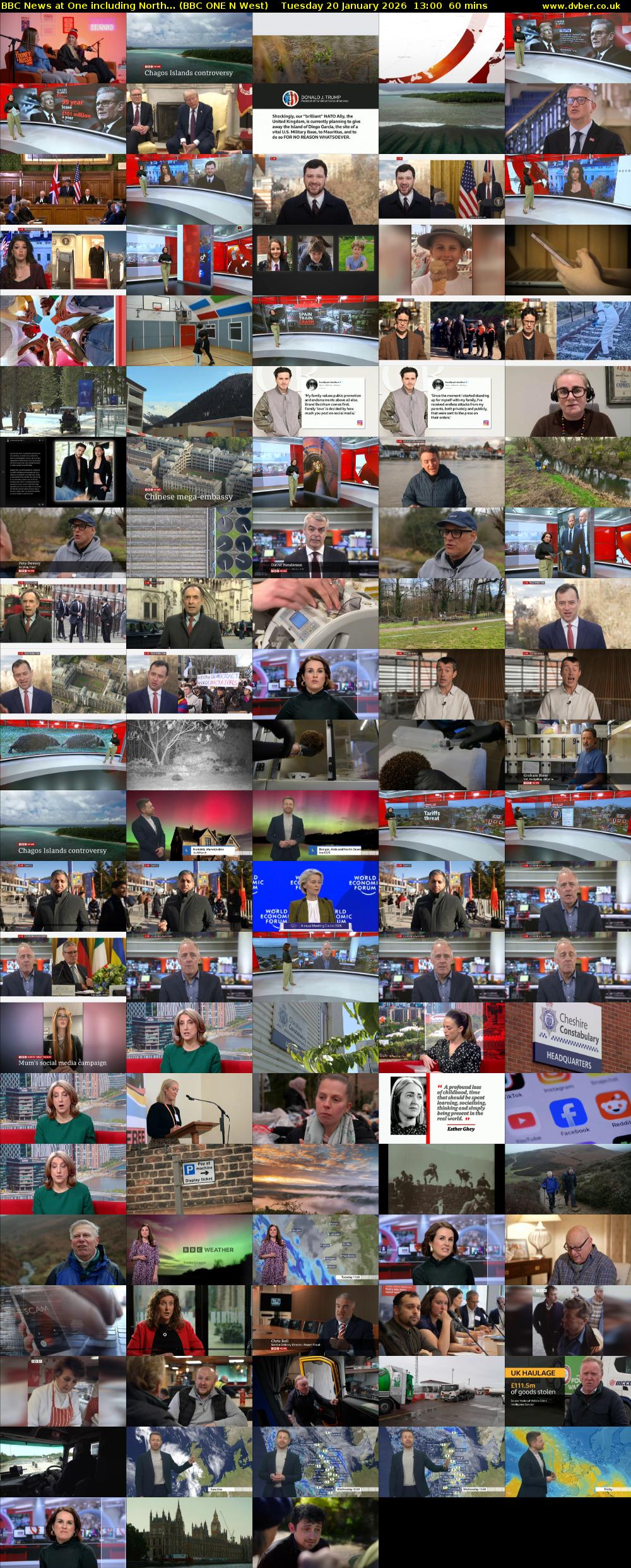 BBC News at One including North... (BBC ONE N West) Tuesday 20 January 2026 13:00 - 14:00