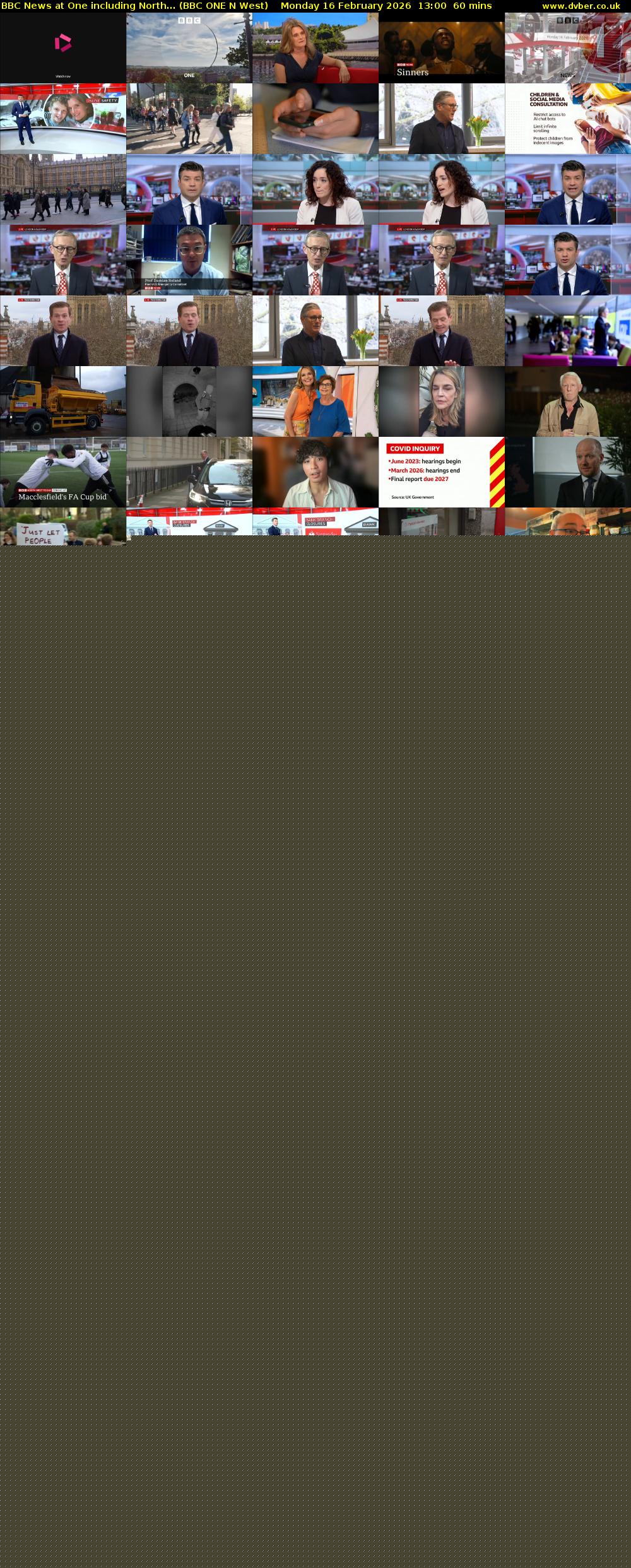 BBC News at One including North... (BBC ONE N West) Monday 16 February 2026 13:00 - 14:00