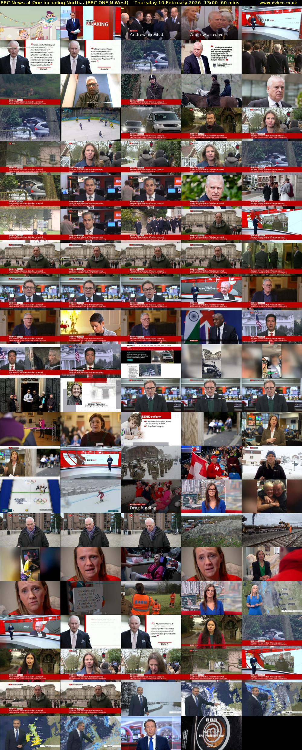 BBC News at One including North... (BBC ONE N West) Thursday 19 February 2026 13:00 - 14:00