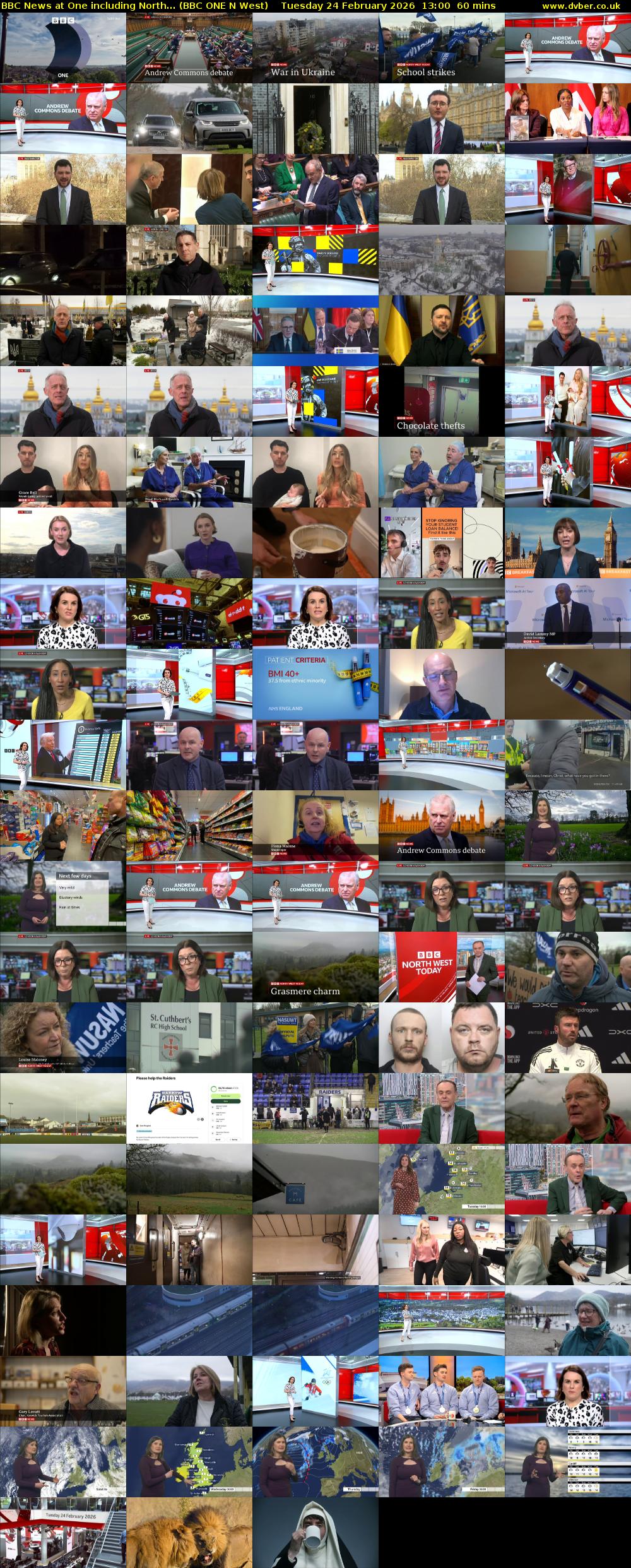 BBC News at One including North... (BBC ONE N West) Tuesday 24 February 2026 13:00 - 14:00