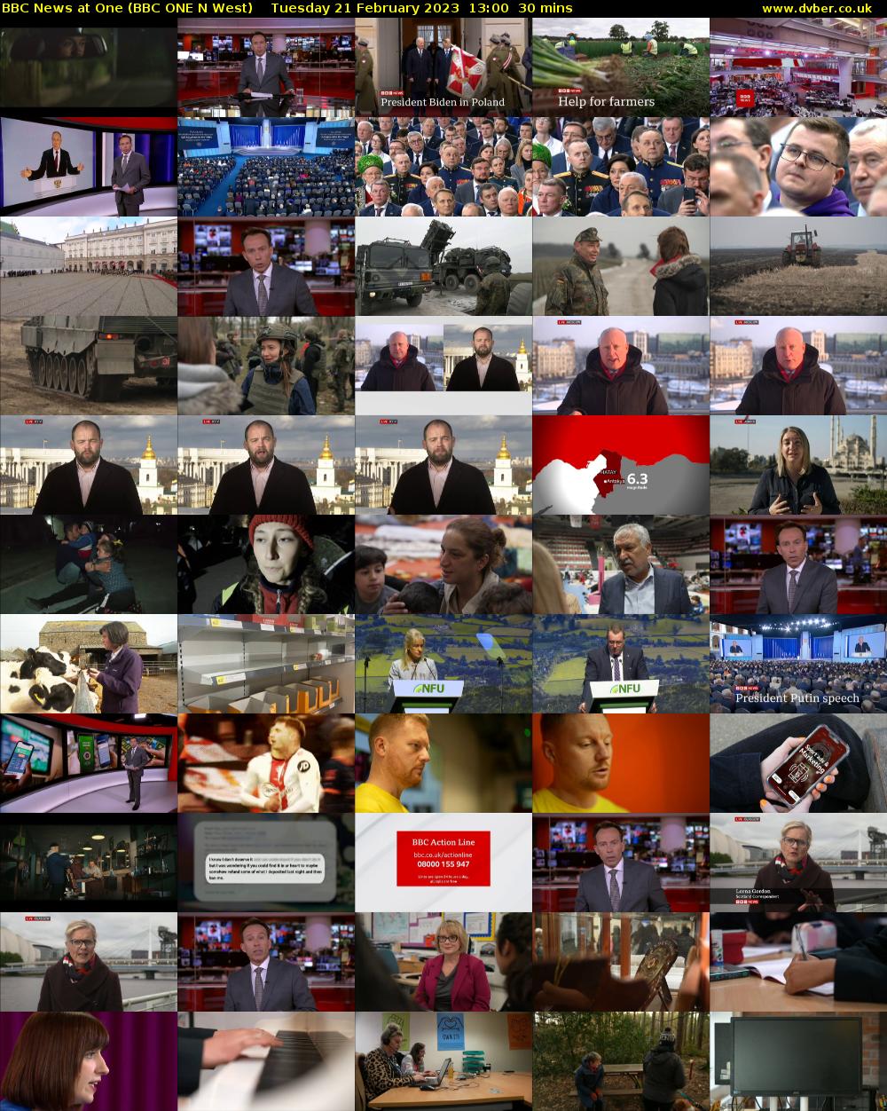 BBC News at One (BBC ONE N West) Tuesday 21 February 2023 13:00 - 13:30