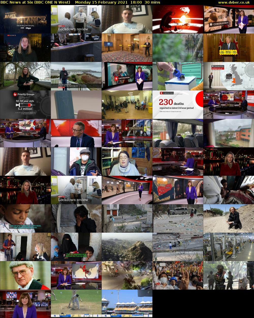 BBC News at Six (BBC ONE N West) Monday 15 February 2021 18:00 - 18:30