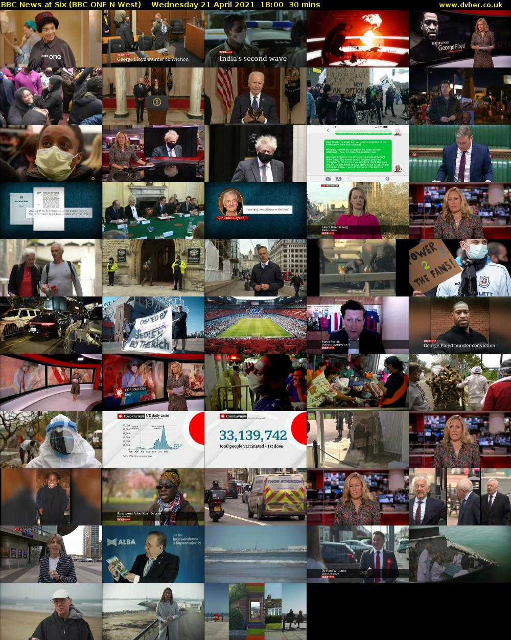 BBC News at Six (BBC ONE N West) Wednesday 21 April 2021 18:00 - 18:30