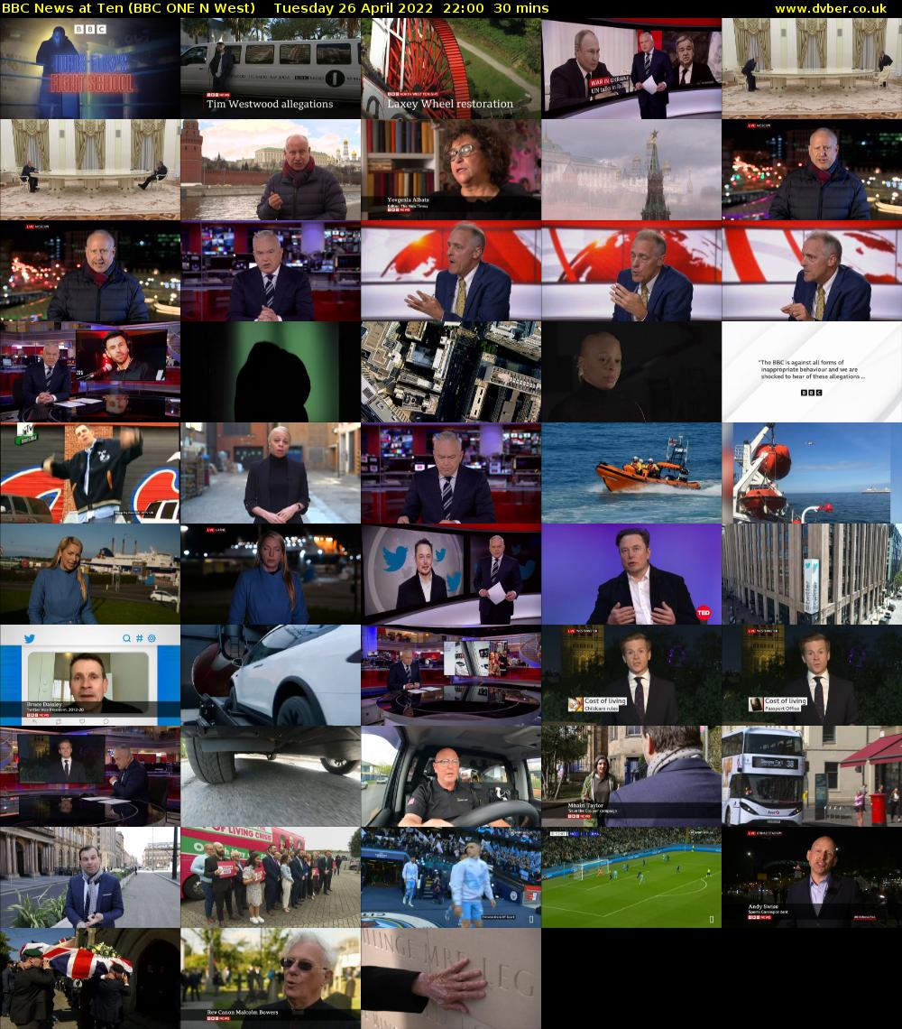 BBC News at Ten (BBC ONE N West) Tuesday 26 April 2022 22:00 - 22:30