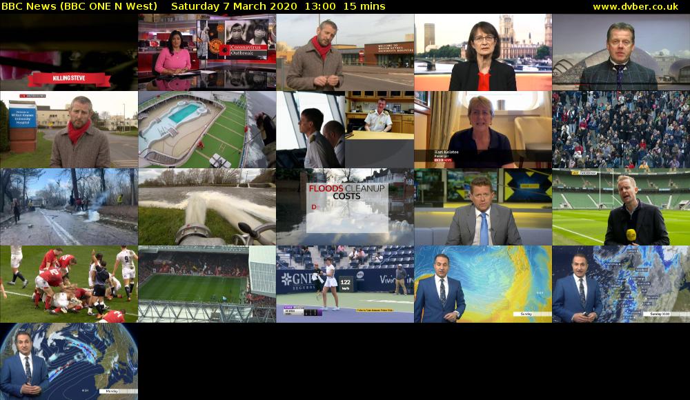 BBC News (BBC ONE N West) Saturday 7 March 2020 13:00 - 13:15