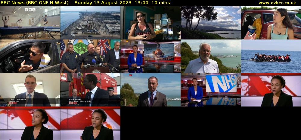 BBC News (BBC ONE N West) Sunday 13 August 2023 13:00 - 13:10