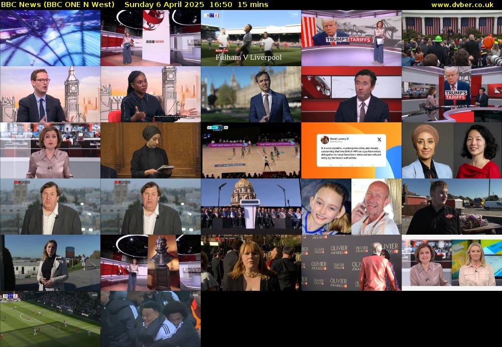 BBC News (BBC ONE N West) Sunday 6 April 2025 16:50 - 17:05