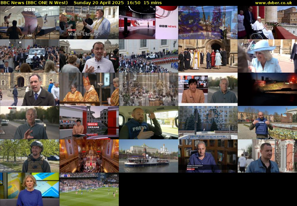 BBC News (BBC ONE N West) Sunday 20 April 2025 16:50 - 17:05