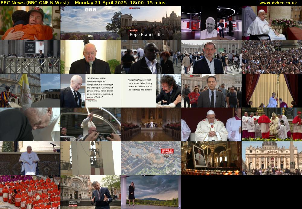 BBC News (BBC ONE N West) Monday 21 April 2025 18:00 - 18:15