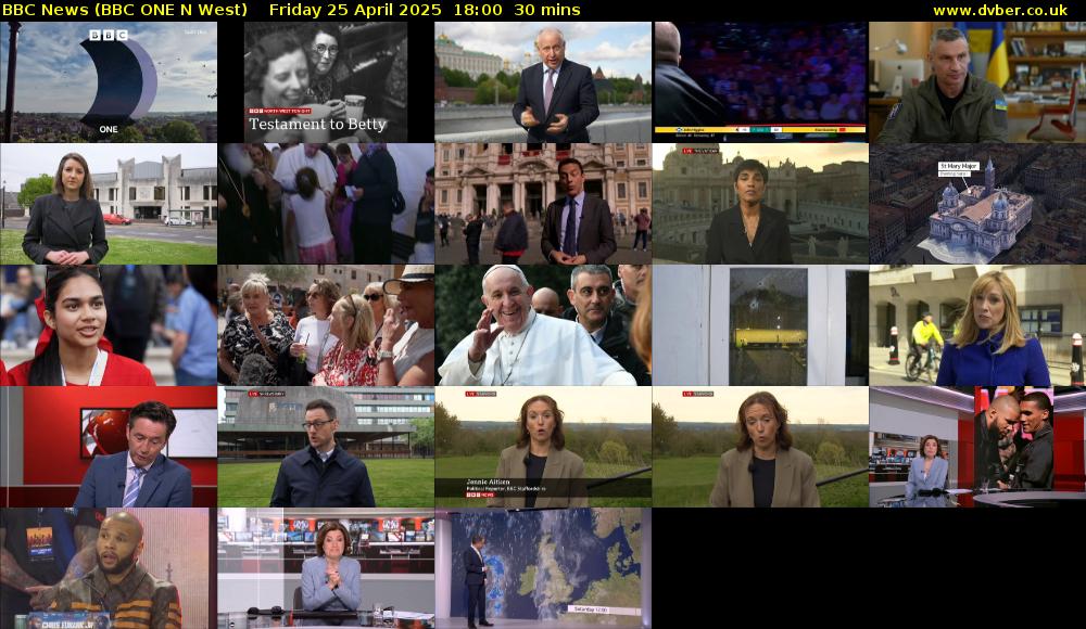 BBC News (BBC ONE N West) Friday 25 April 2025 18:00 - 18:30