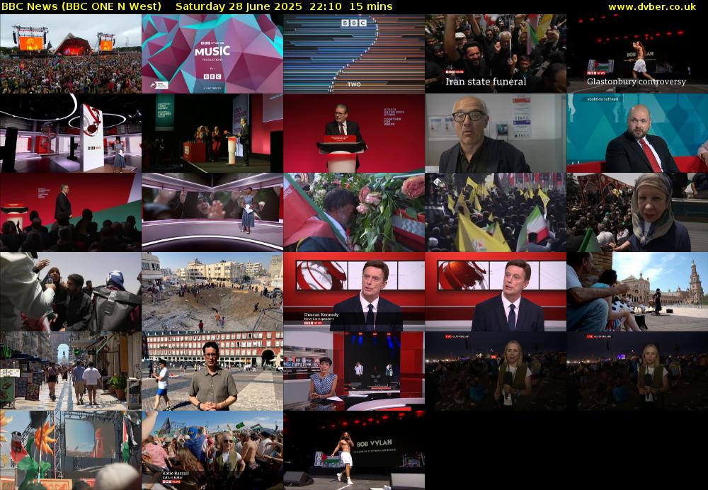 BBC News (BBC ONE N West) Saturday 28 June 2025 22:10 - 22:25