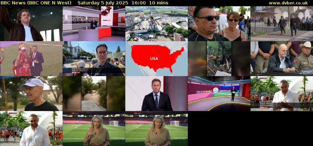 BBC News (BBC ONE N West) Saturday 5 July 2025 16:00 - 16:10