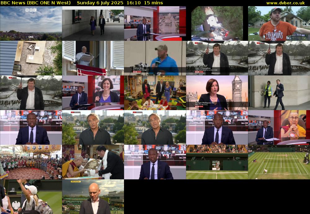 BBC News (BBC ONE N West) Sunday 6 July 2025 16:10 - 16:25