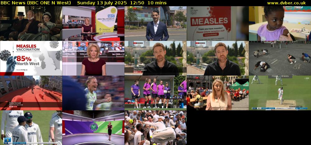 BBC News (BBC ONE N West) Sunday 13 July 2025 12:50 - 13:00