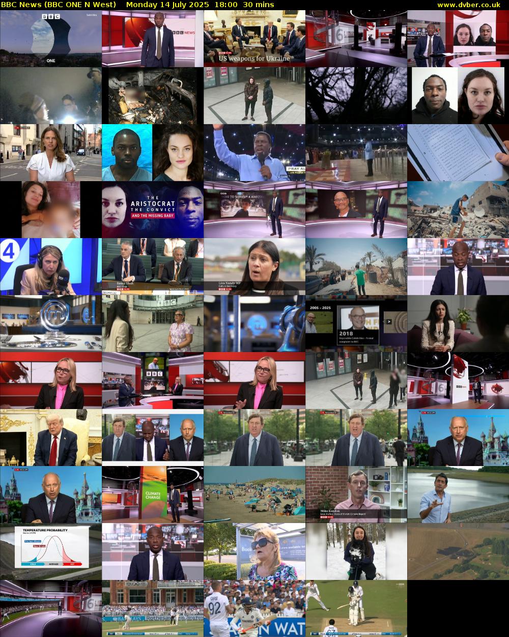 BBC News (BBC ONE N West) Monday 14 July 2025 18:00 - 18:30
