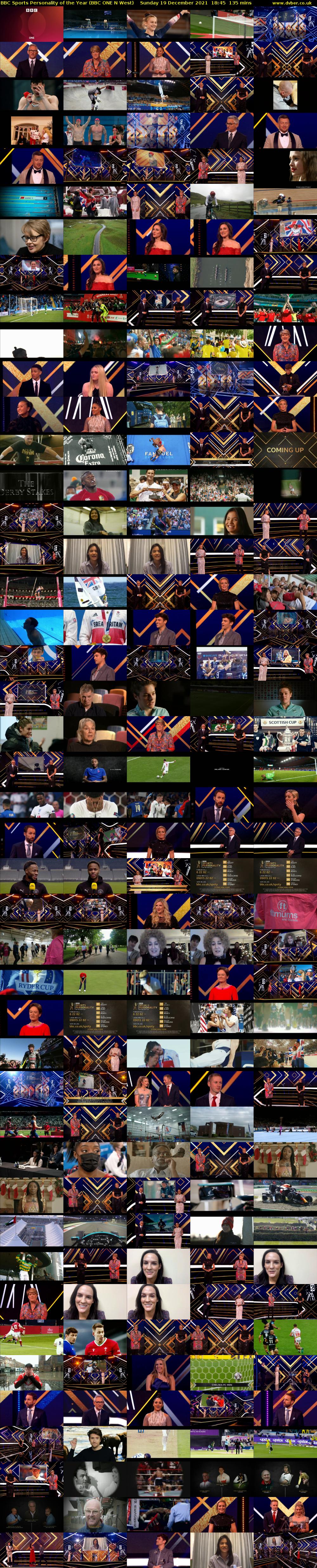 BBC Sports Personality of the Year (BBC ONE N West) Sunday 19 December 2021 18:45 - 21:00