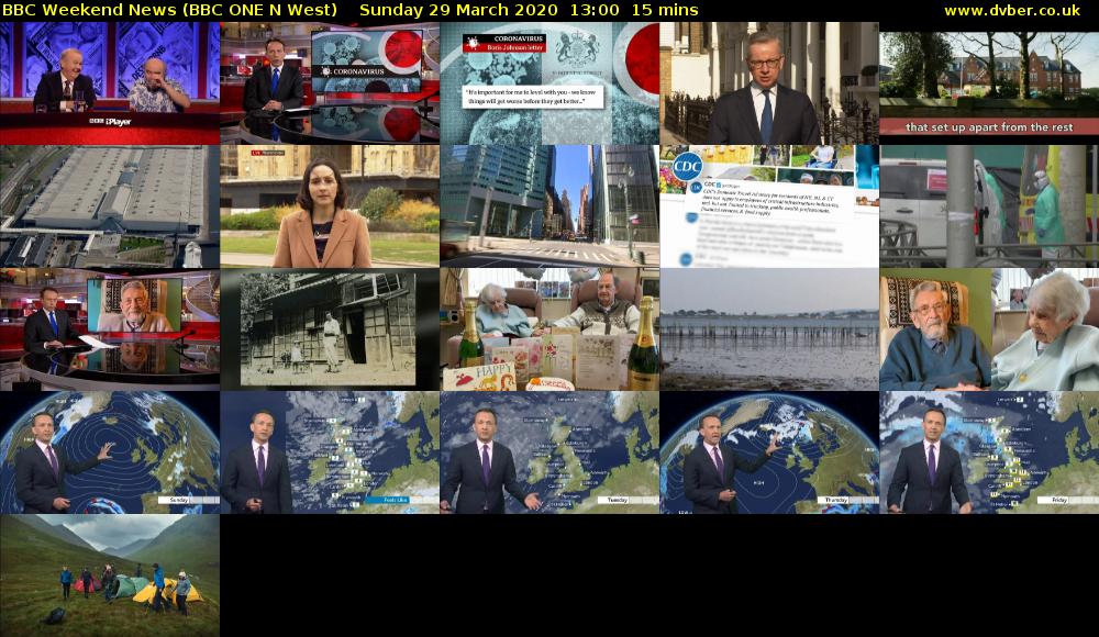 BBC Weekend News (BBC ONE N West) Sunday 29 March 2020 13:00 - 13:15
