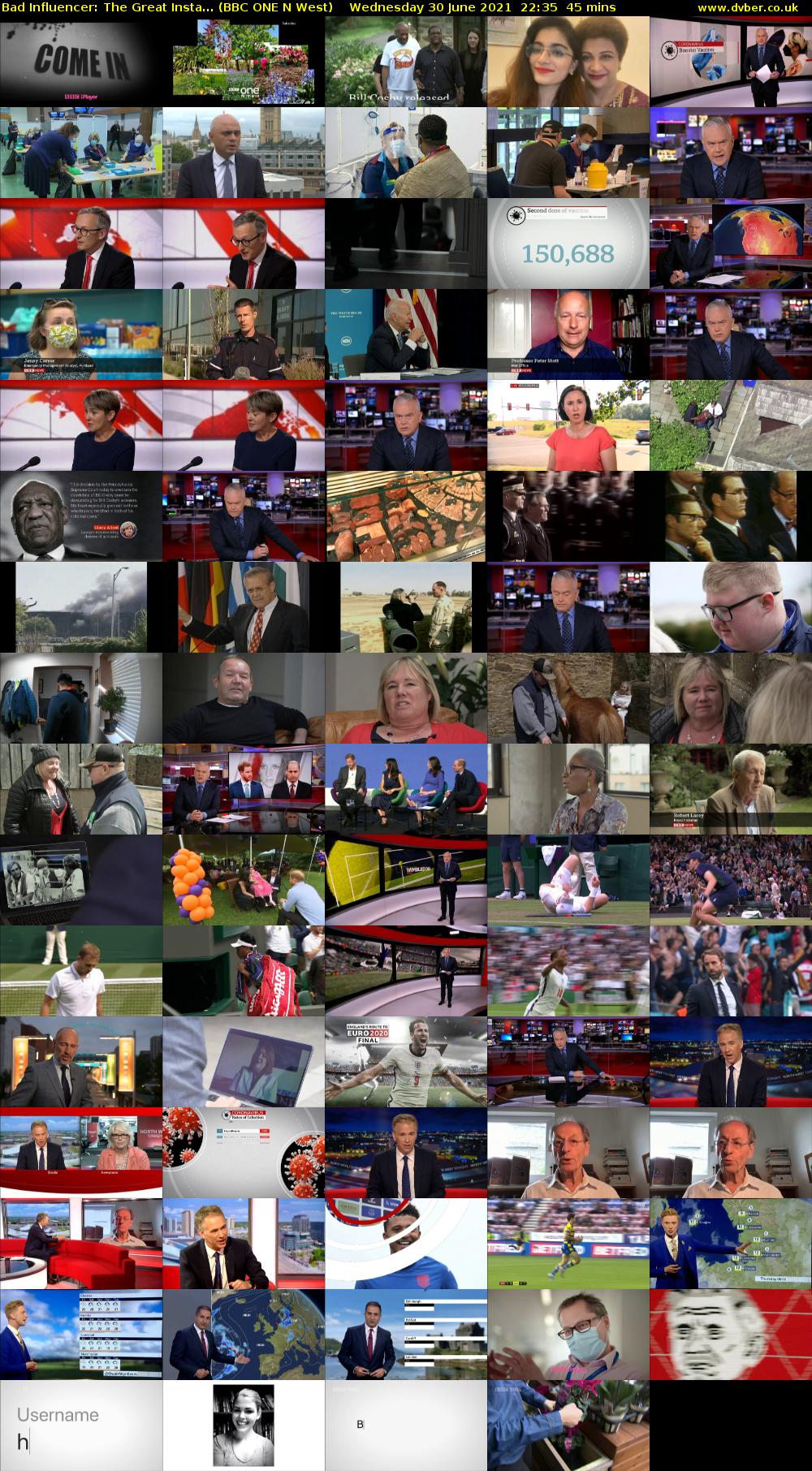 Bad Influencer: The Great Insta... (BBC ONE N West) Wednesday 30 June 2021 22:35 - 23:20