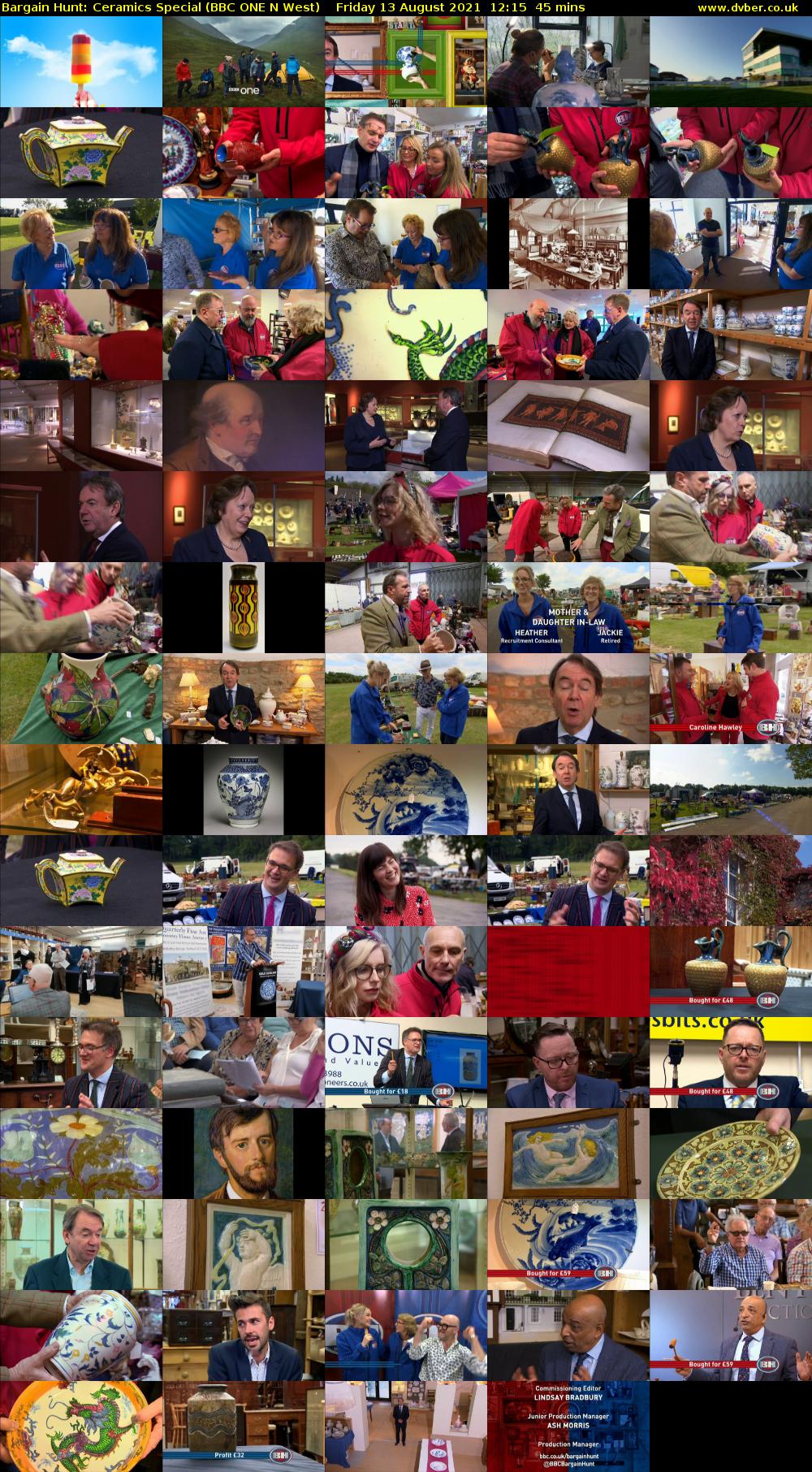Bargain Hunt: Ceramics Special (BBC ONE N West) Friday 13 August 2021 12:15 - 13:00